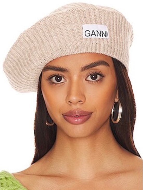 GANNI Beret Paloma Melange Brazilian Sand Beanie main image 5
